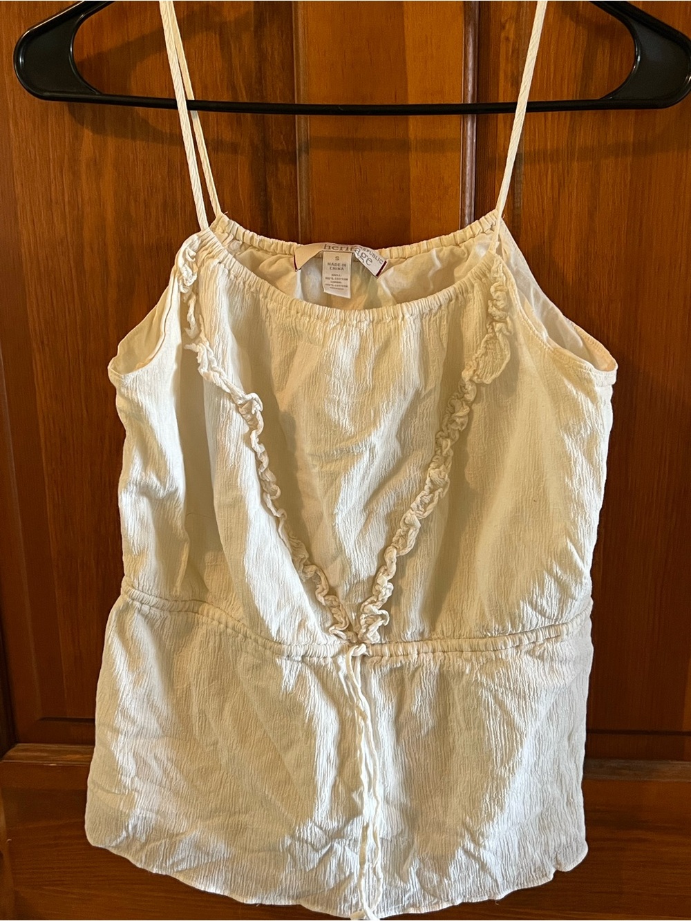Banana Republic Heritage Cream Ruffle-Trim Spaghetti Strap Top
